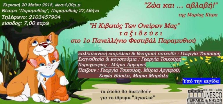 Η θεατρική ομάδα “Η ΚΙΒΩΤΟΣ ΤΩΝ ΟΝΕΙΡΩΝ ΜΑΣ” συμμετέχει στο 1ο Πανελλήνιο Φεστιβάλ Παραμυθιού