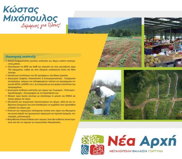 Νέα Αρχή – Κώστας Μιχόπουλος: Προγραμματικές δεσμεύσεις – Οικονομική Ανάπτυξη